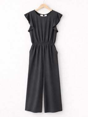 Aritzia Wilfred Fleurette Flutter Sleeve Wide Leg Jumpsuit Grey Size S